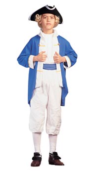 child's blue colonial soldier costume